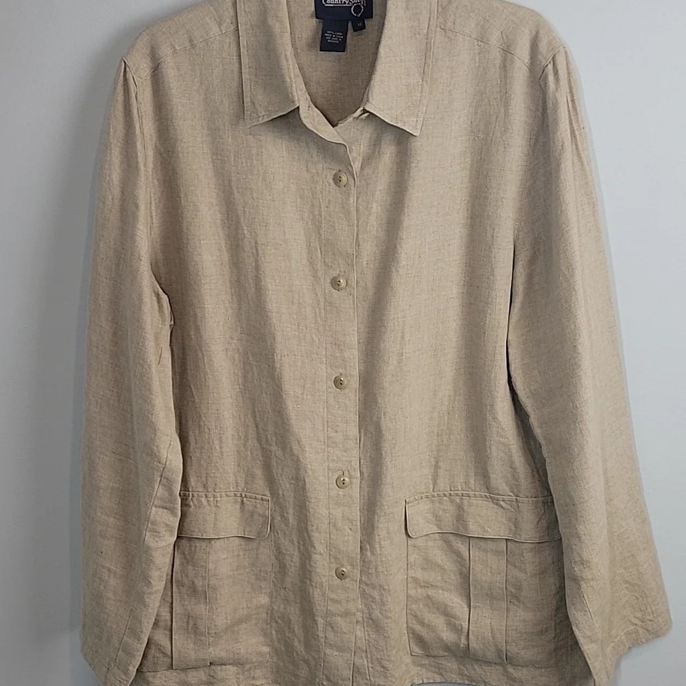 Country Shop linen Button down shirt Jacket